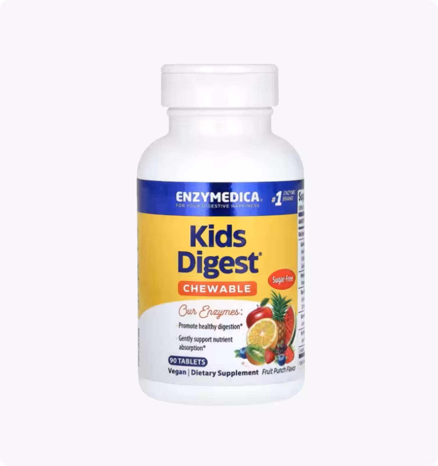 Enzymedica, Kids Digest, жевательные пищеварительные ферменты, фруктовый пунш, 90 жевательных таблет