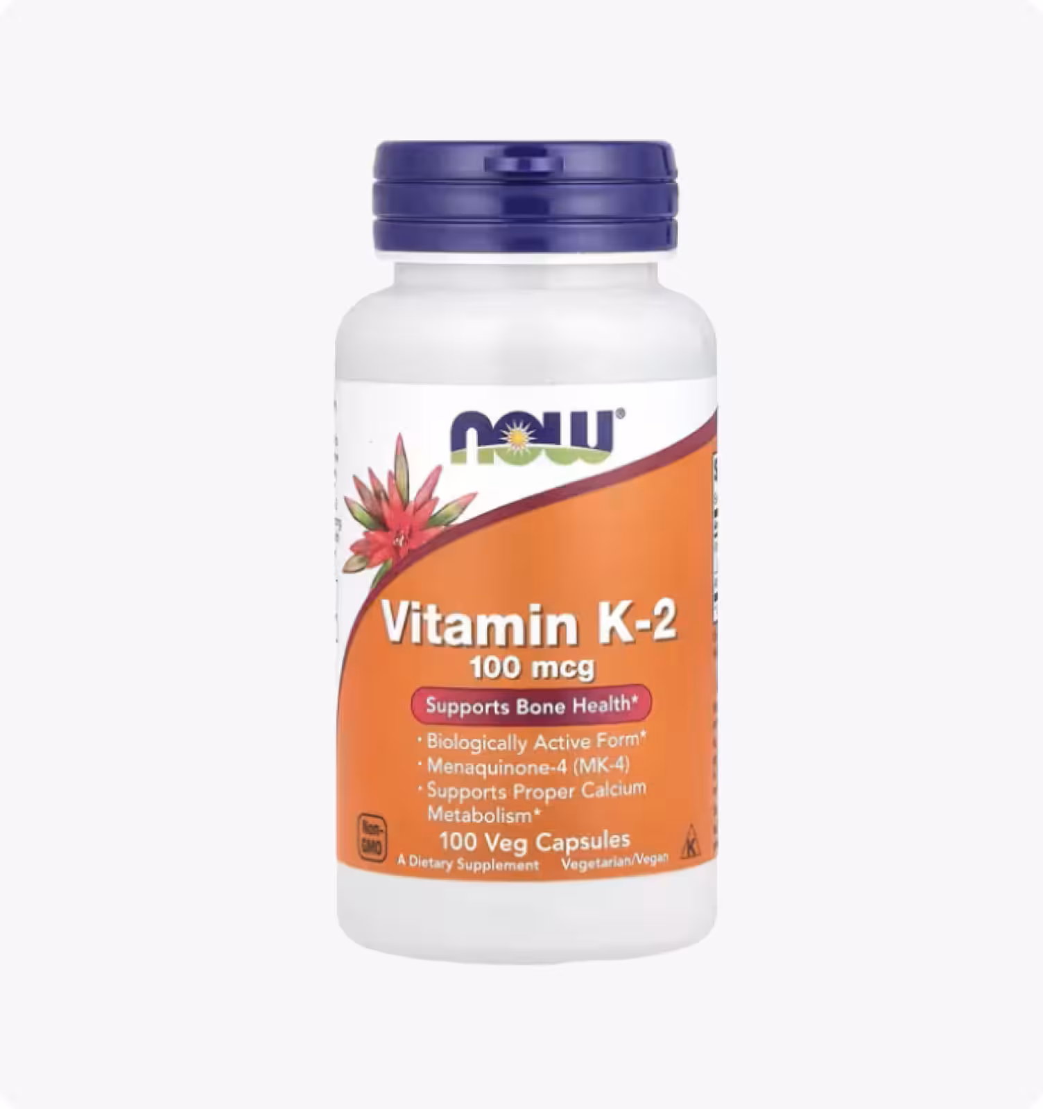 Now Foods, Витамин K2, 100 мкг, 100 растительных капсул