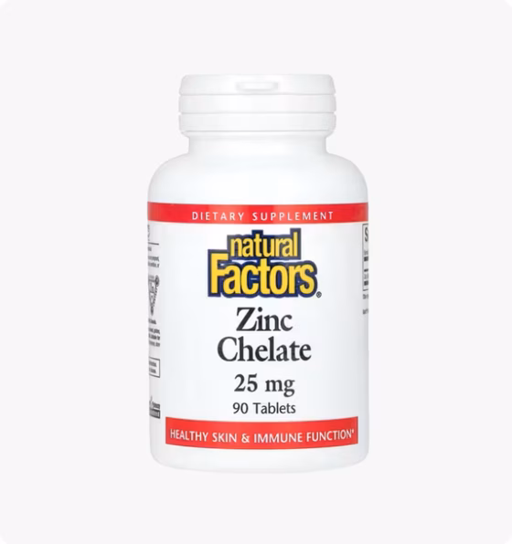 Natural Factors, хелат цинка, 25 мг, 90 таблеток