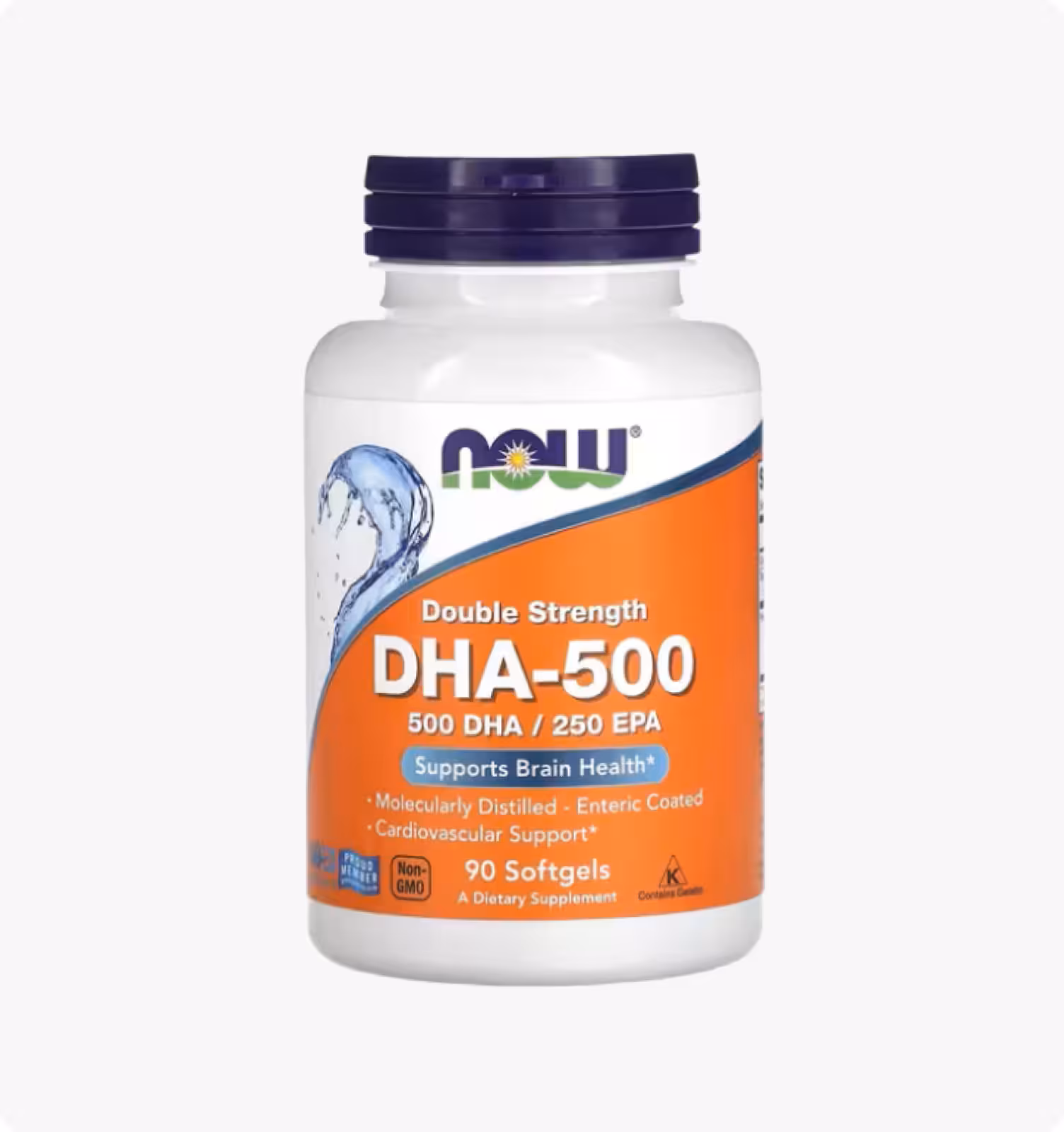 NOW Foods, Рыбий жир DHA-500, двойного действия, 90 мягких таблеток