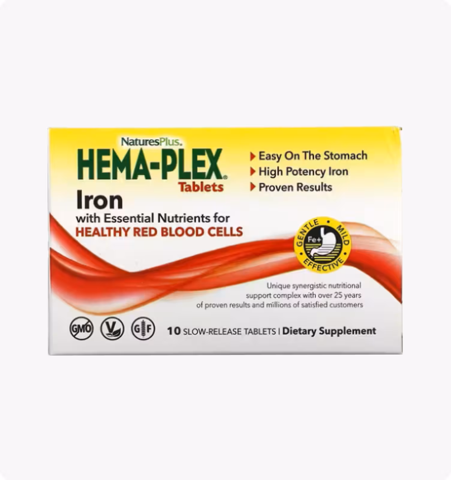 Nature's Plus, Hema-Plex, Железо, 10 таблеток с длительным высвобождением