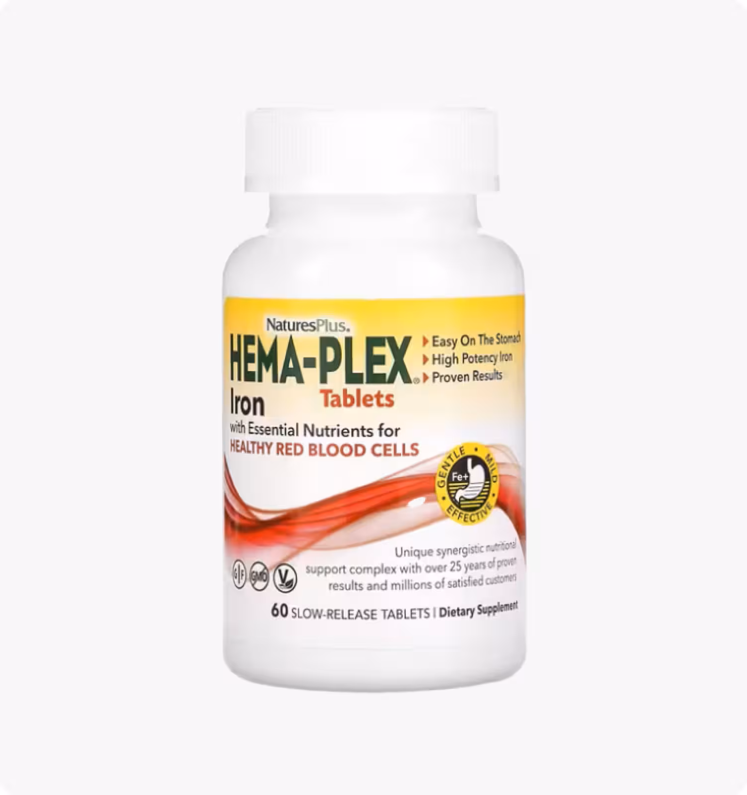 Nature's Plus, Hema-Plex, Железо для здоровых эритроцитов, 60 таблеток с медленным высвобождением