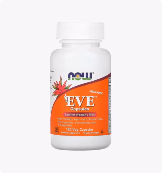 Now Foods, Капсулы Eve, качественные мультивитамины для женщин, без железа, 120 растительных капсул