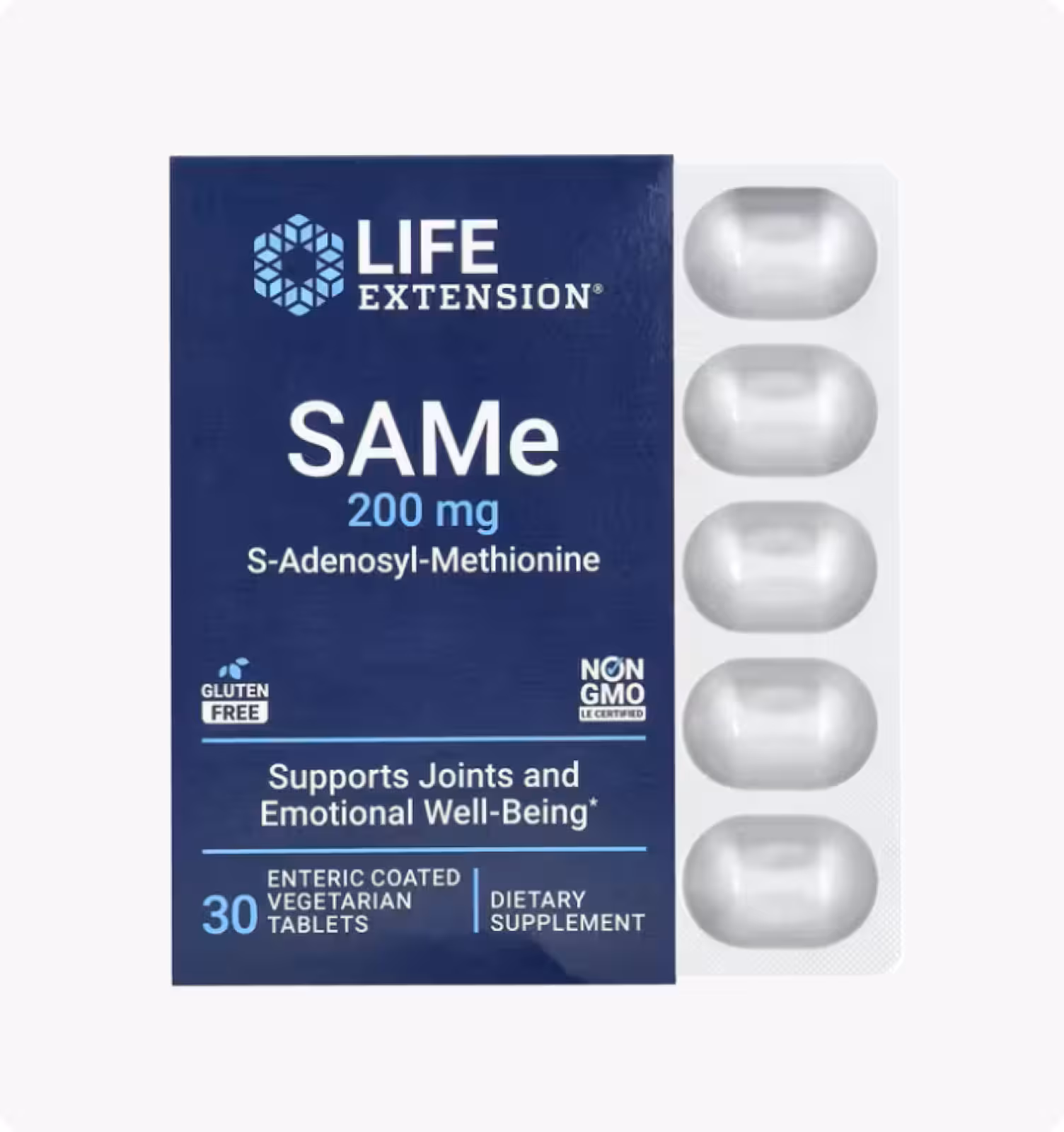 Life Extension, SAMe, S-аденозил-метионин, 200 мг, 30 таблеток