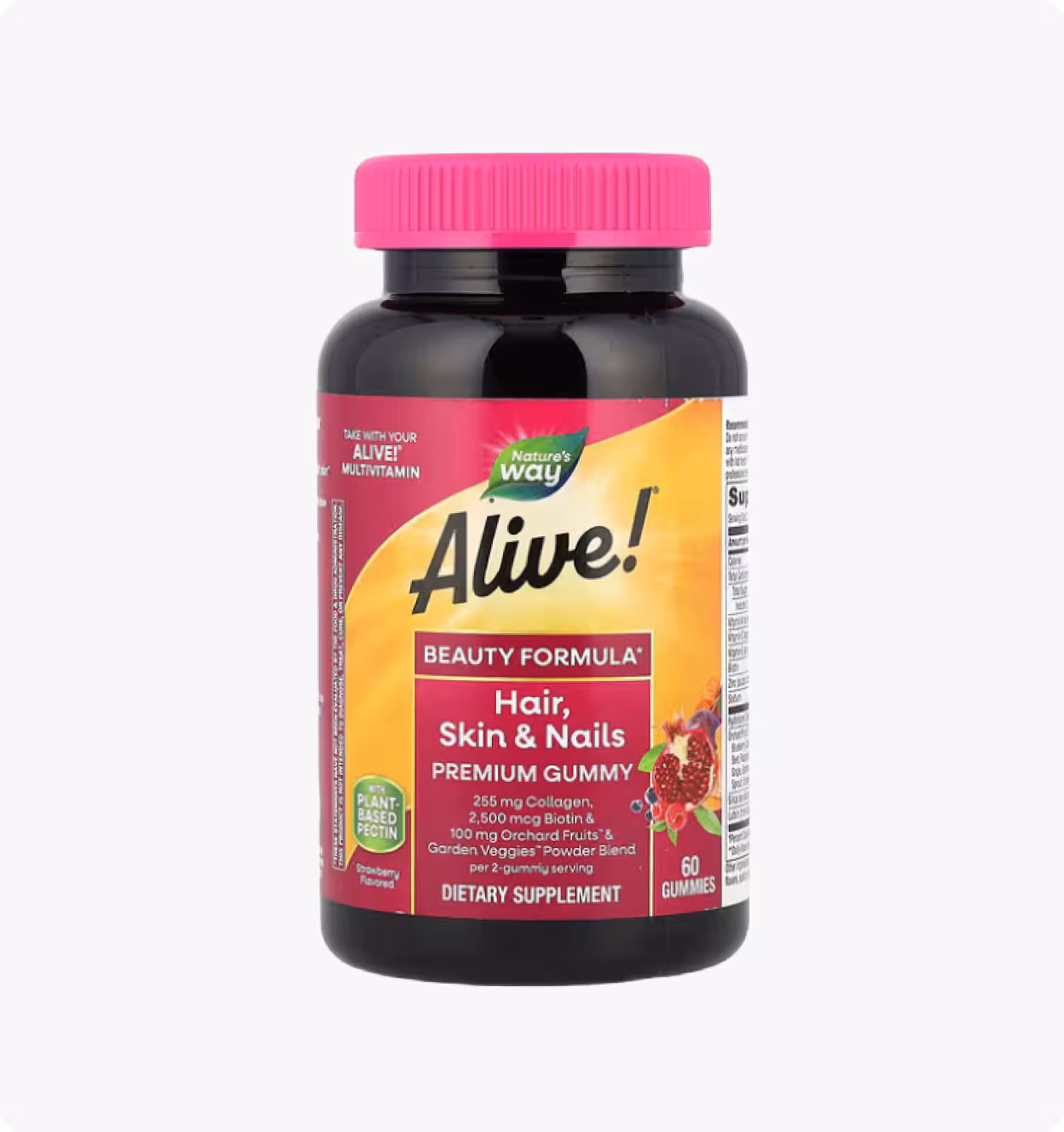 Nature's Way, Alive! PREMIUM, для волос, кожи и ногтей, со вкусом клубники,60 жев. таб