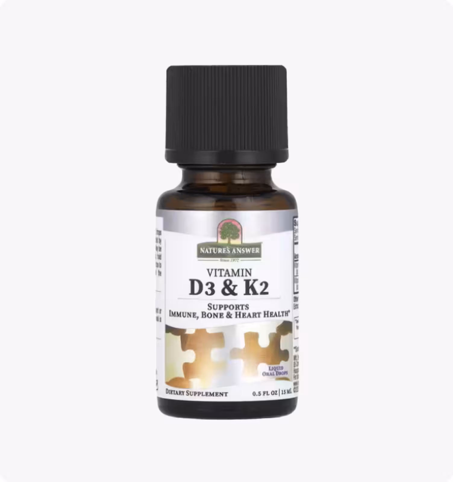 Nature's Answer, витамины D3 и K2, 25 мкг (1000 МЕ) и 120 мкг, 0,5 мл (120 жидк. унций)