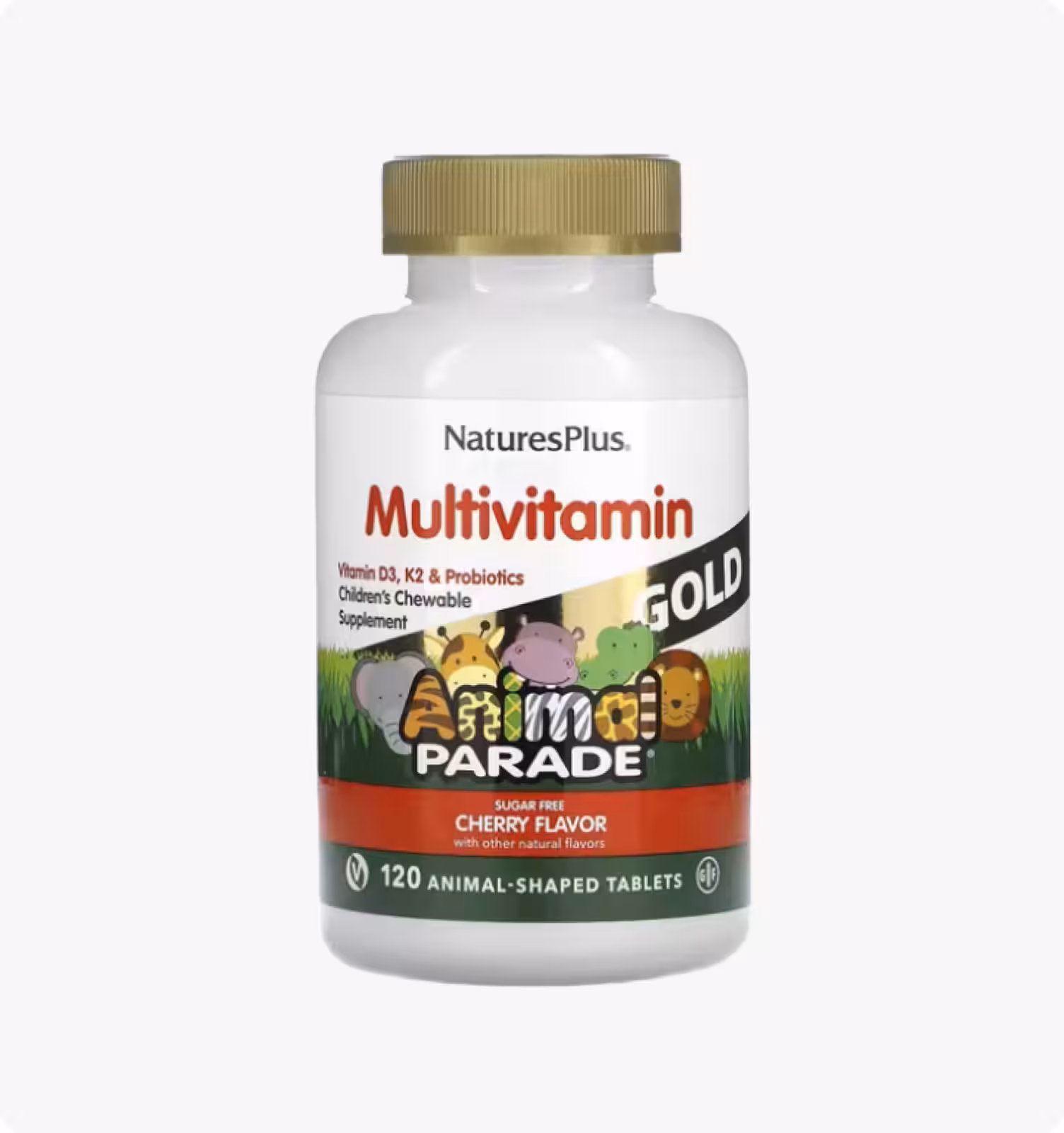 Nature's Plus, Animal Parade Gold, Мультивитамины и минералы для детей со вкусом вишни, 120 таблеток
