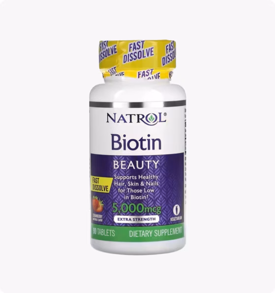 Natrol, Биотин, клубника, 5000 мкг, 90 таблеток