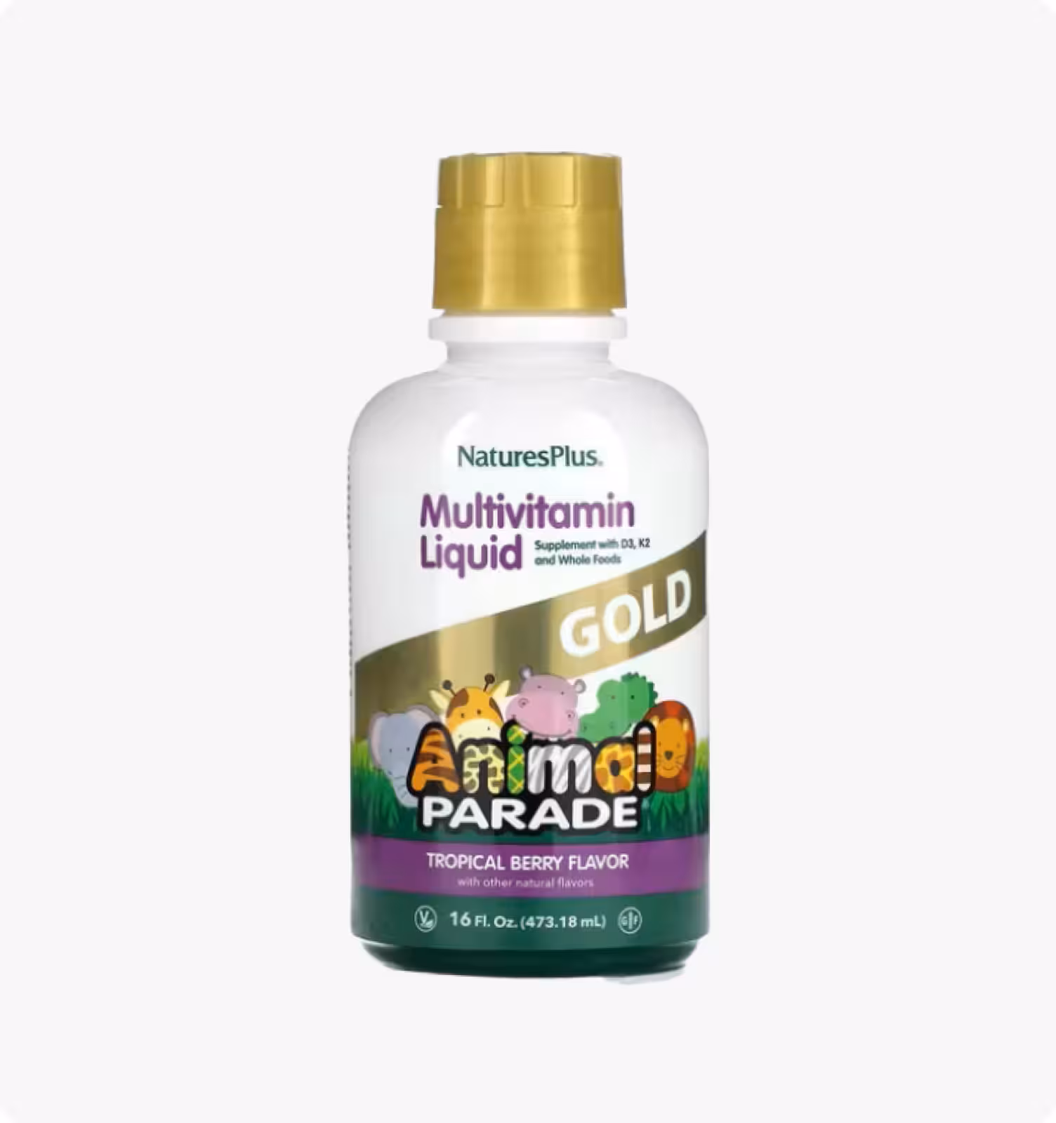 Nature's Plus, Animal Parade, Жидкие мультивитамины со вкусом тропических ягод, 473,18 мл