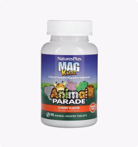 Nature's Plus, Animal Parade, MagKidz, Магний для детей, натуральный вишневый вкус, 90 таблеток
