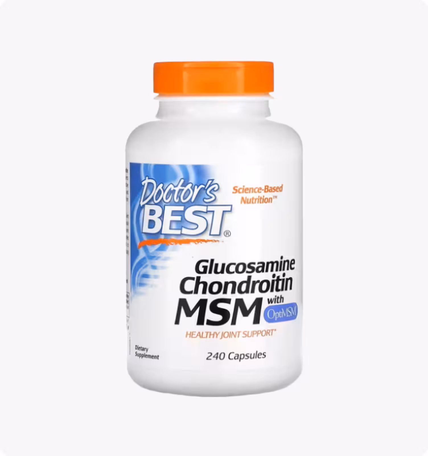 Doctor's Best, Глюкозамин, хондроитин и МСМ с OptiMSM, 240 растительных капсул