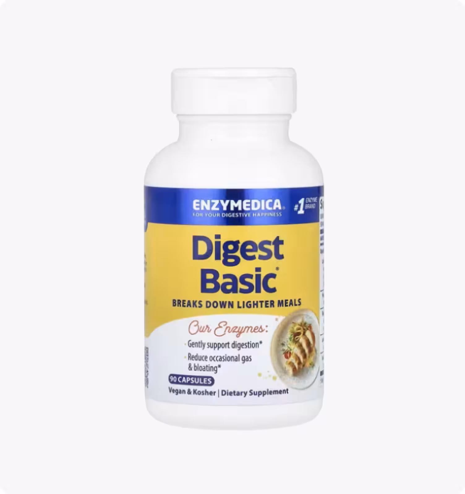 Enzymedica, Digest Basic, формула основных ферментов, 90 капсул