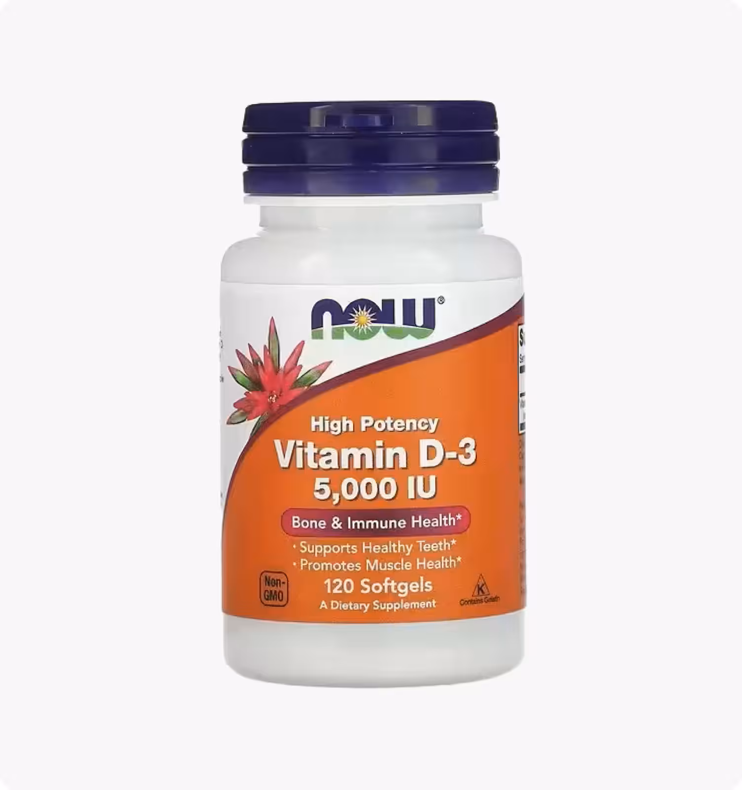 Now Foods, Витамин D-3, высокоактивный, 5000 МЕ, 120 мягких таблеток
