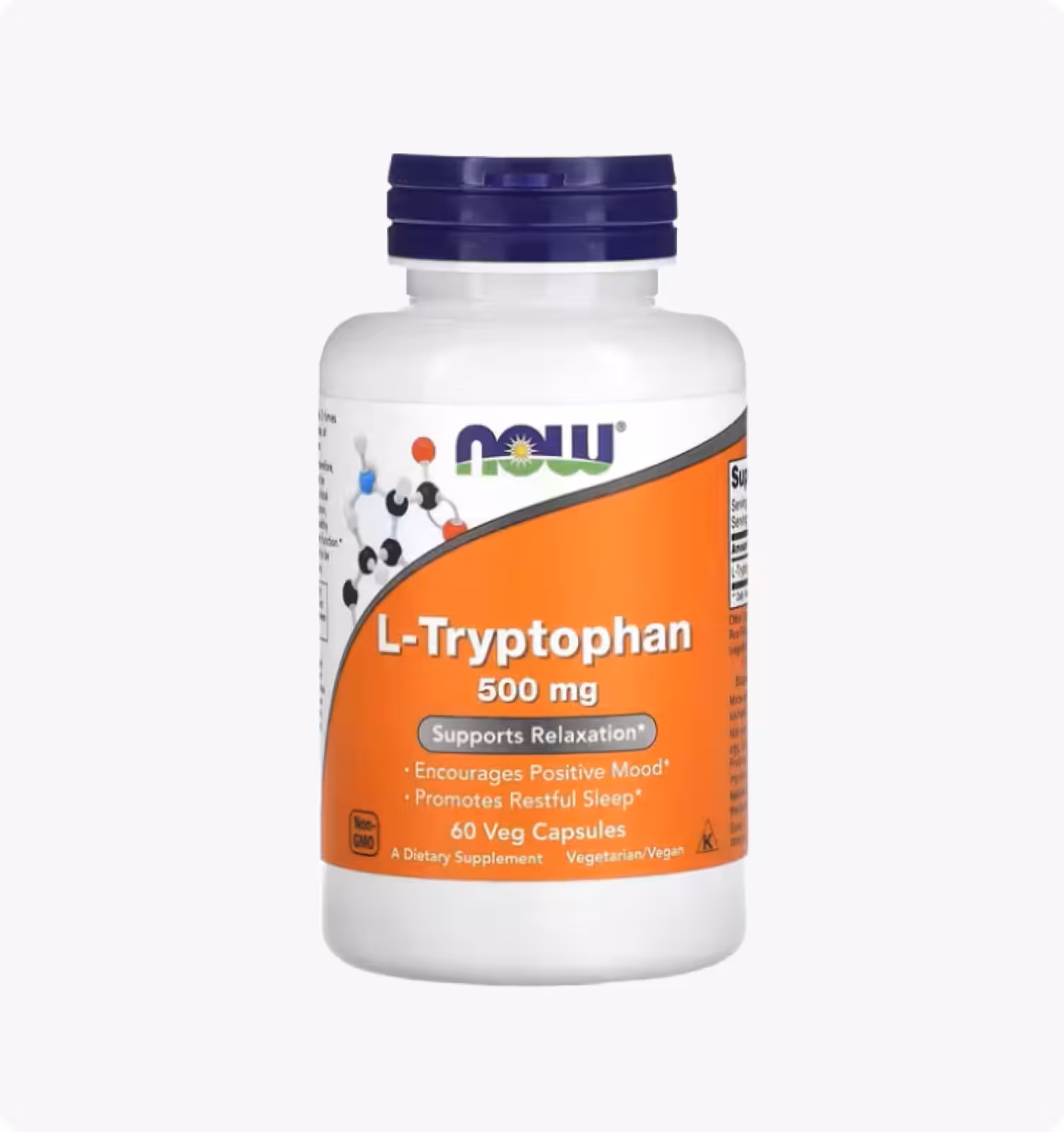 NOW Foods, L-триптофан, 500 мг, 60 растительных капсул, шт