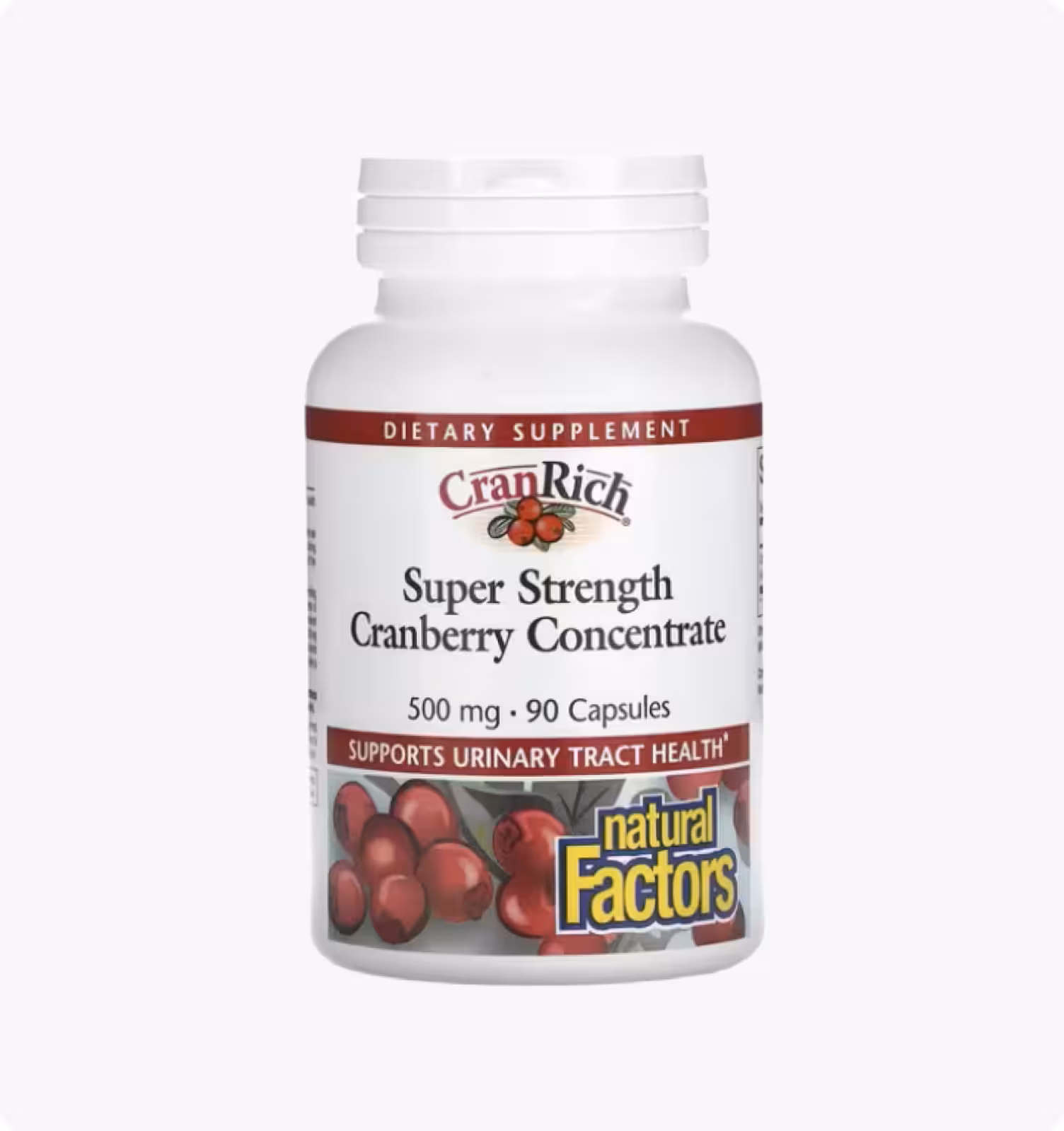 Natural Factors, CranRich, Super Strength, концентрат клюквы, 500 мг, 90 капсул