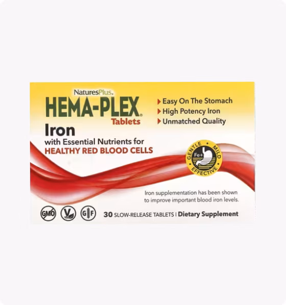Nature's Plus, Hema-Plex, Железо, 30 таблеток с длительным высвобождением