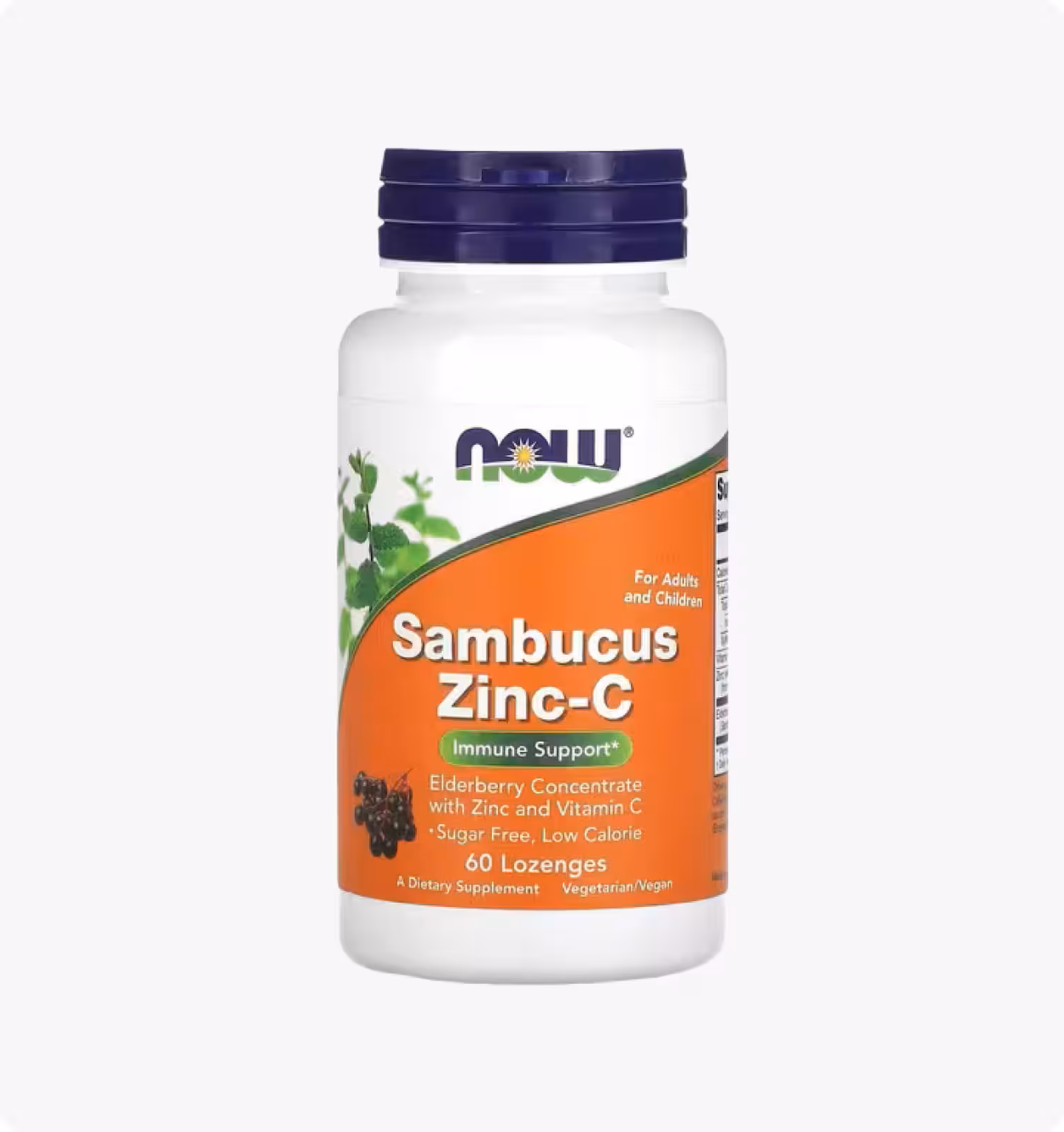 Now Foods, Цинк с витамином С и бузиной, 60 пастилок