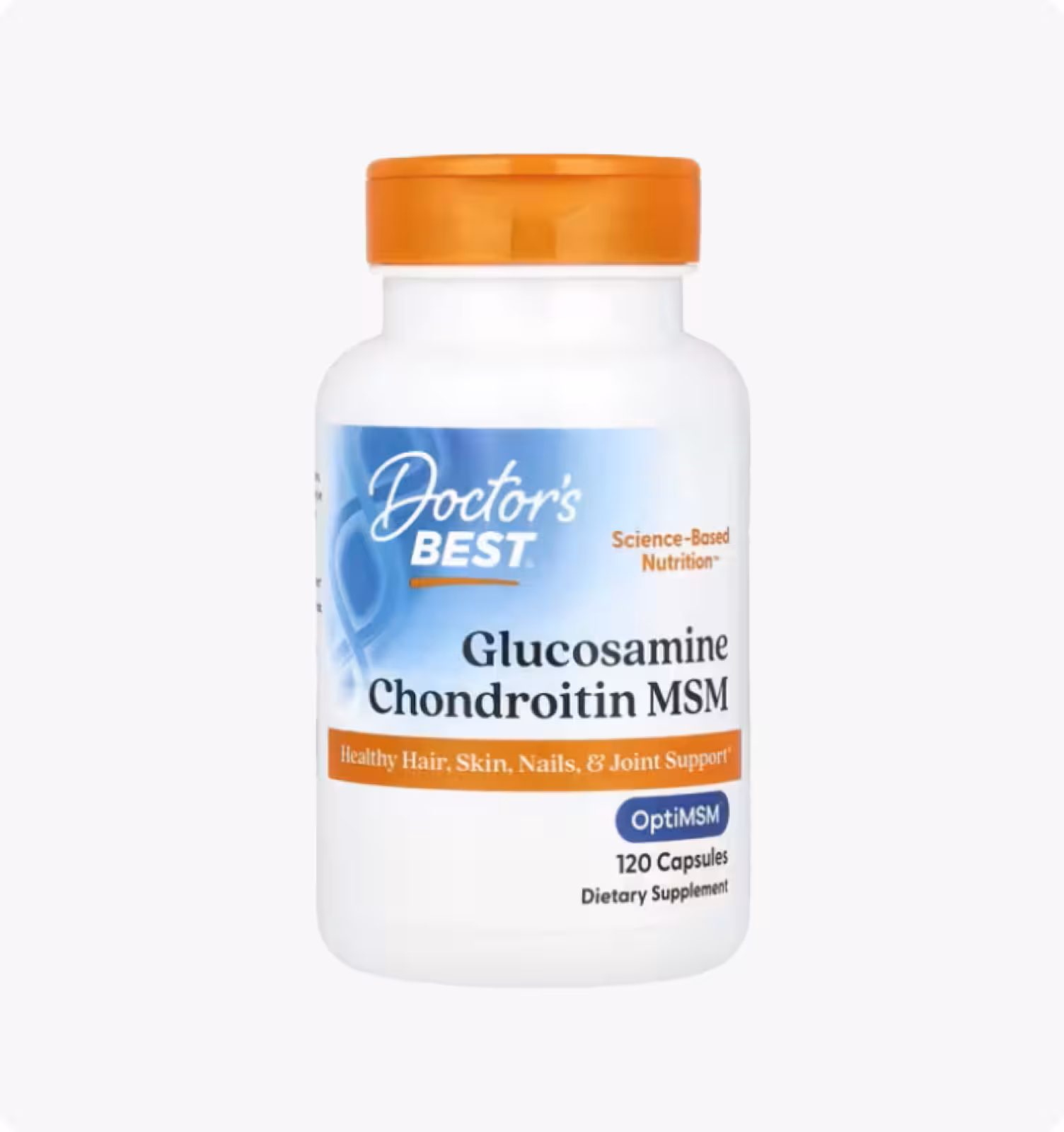 Doctor's Best, глюкозамин, хондроитин и МСМ с OptiMSM, 120 вегетарианских капсул
