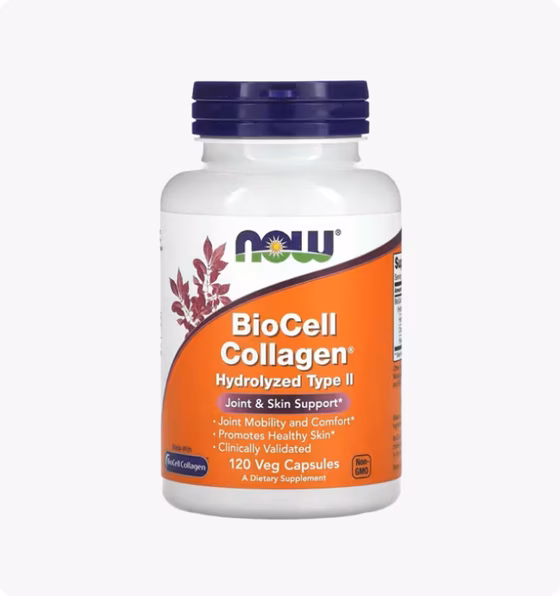 NOW Foods, BioCell Collagen, гидролизованный тип 2, 120 растительных капсул