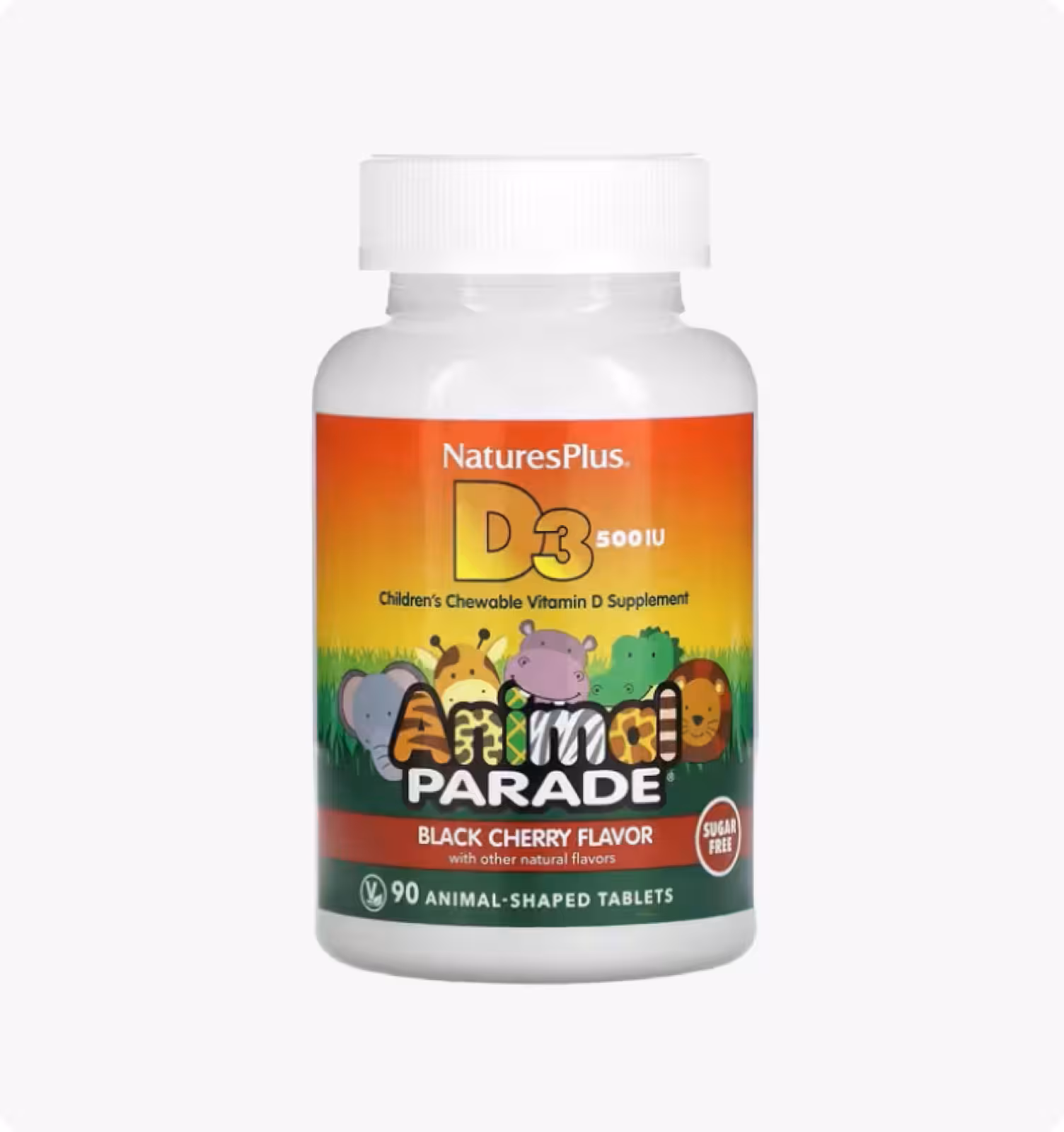 Nature's Plus, Animal Parade, Витамин D3 500МЕ без сахара, со вкусом черешни, 90 таблеток