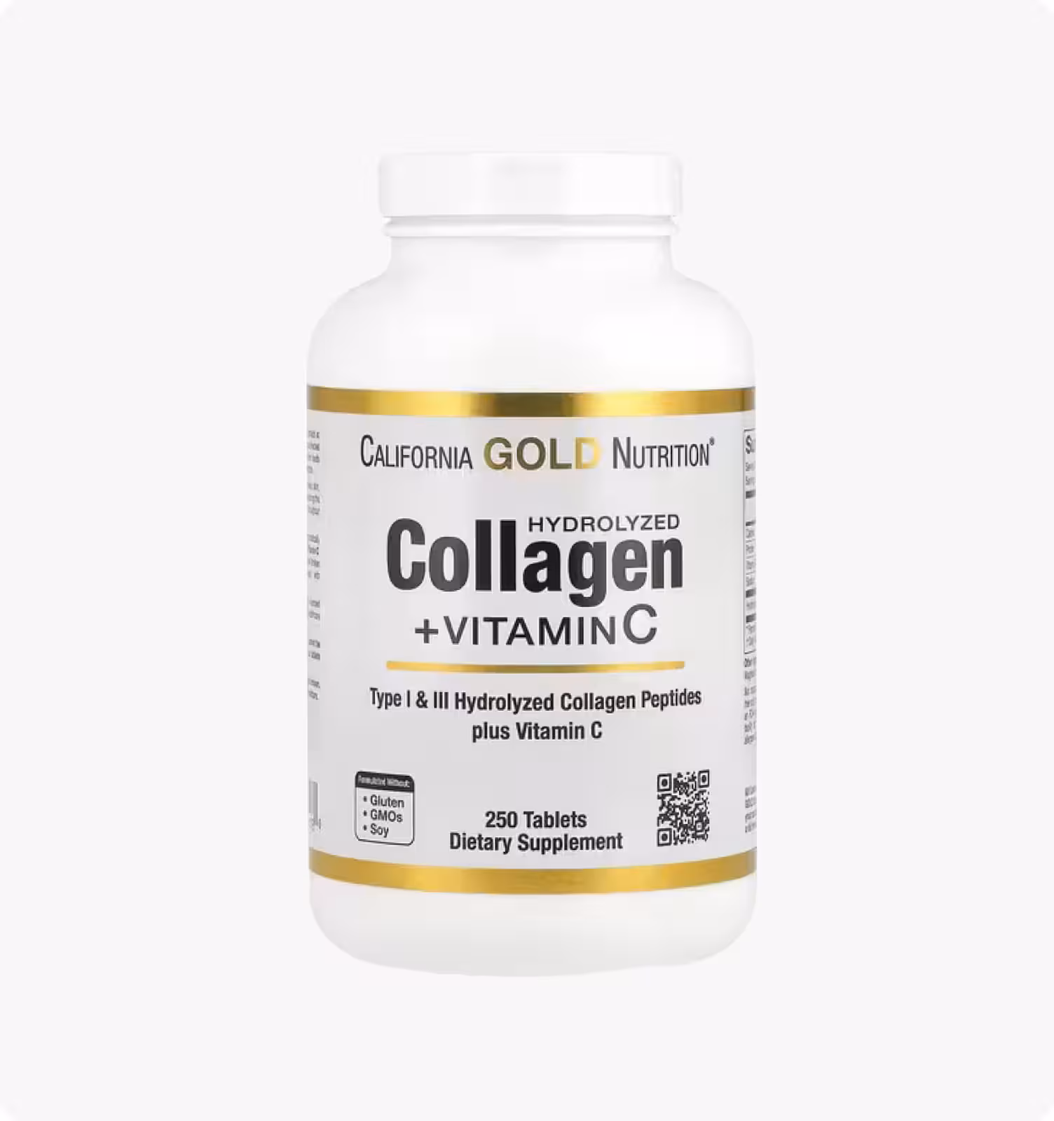 California Gold Nutrition, Пептиды гидролизованного коллагена с витамином C, 250 таблеток