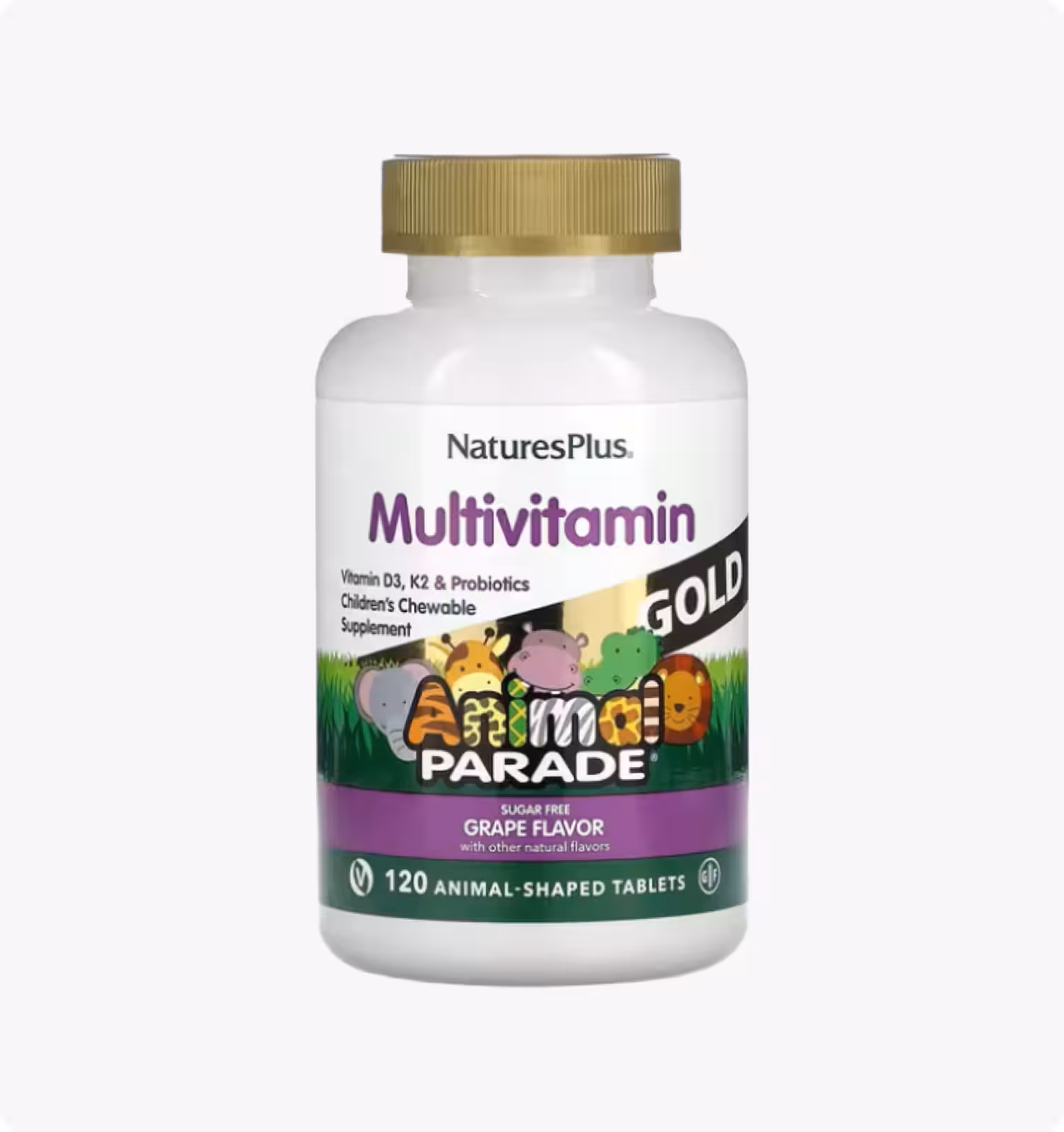 Nature's Plus, Animal Parade Gold, Мультивитамины и минералы со вкусом винограда, 120 таблеток
