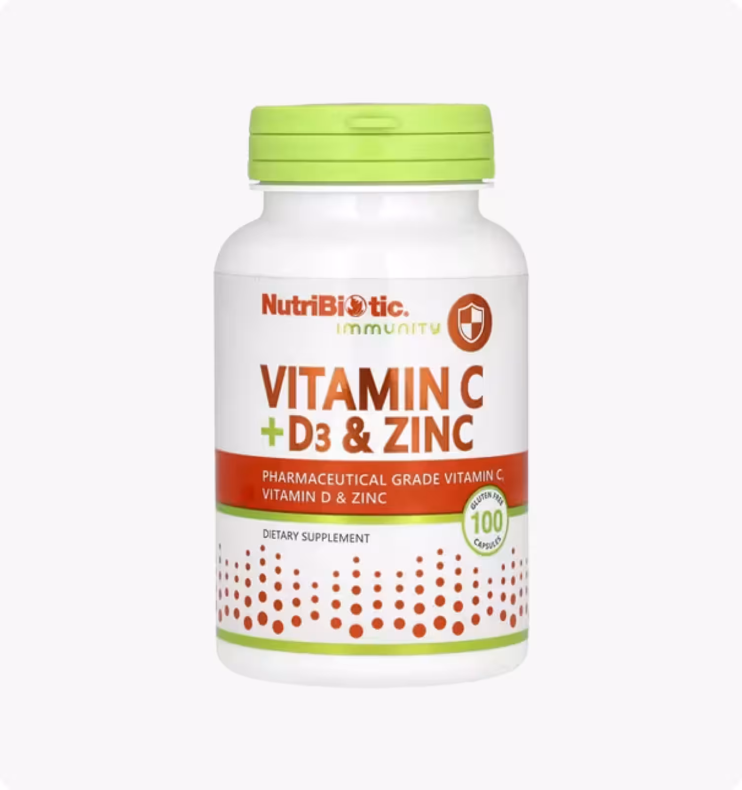 NutriBiotic, Immunity, витамины C + D3 и цинк, 100 капсул