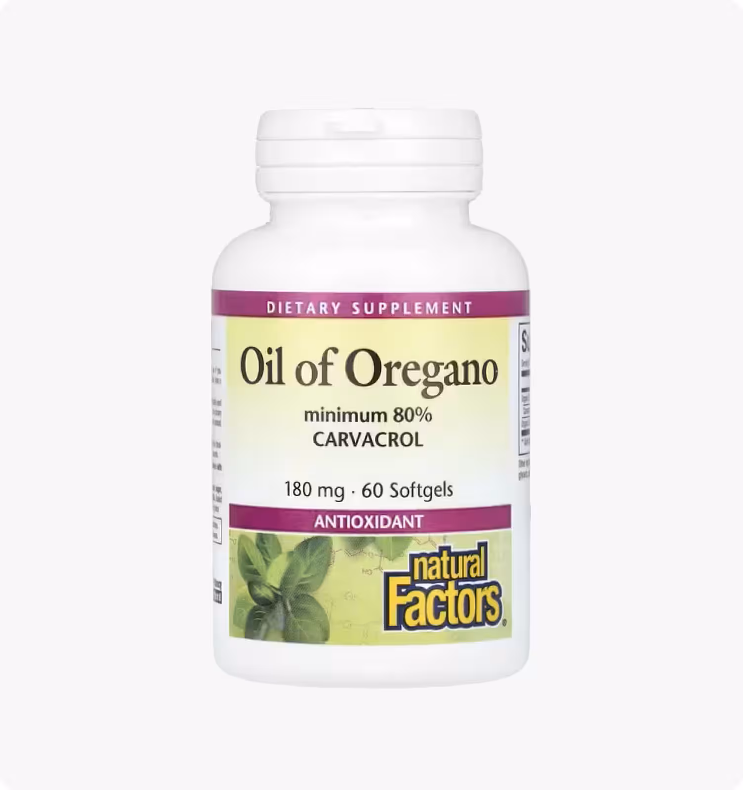 Natural Factors, масло орегано, 180 мг, 60 капсул