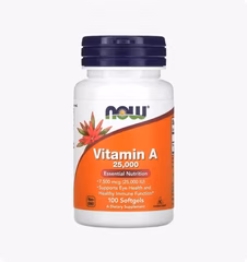 NOW Foods, Витамин A, 7500 мкг (25000 МЕ), 100 мягких таблеток