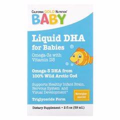 СЦ 20% California Gold Nutrition, ДГК для детей, омега-3 с витамином D3, 1050 мг, 59 мл