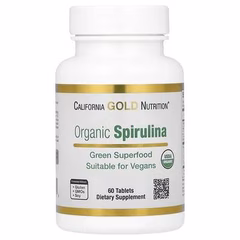 СЦ 20% California Gold Nutrition, Органическая спирулина, 500 мг, 60 таблеток
