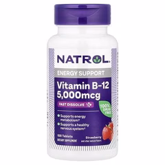 СЦ 20% Natrol, Витамин B12, быстрорастворимый, максимальная эффективность, клубника, 5000 мкг, 100 т