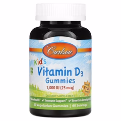 Carlson Labs, Детские жевательные таблетки с витамином D3, натуральные фруктовые ароматизаторы, 25 м