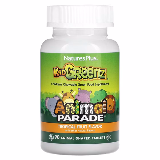Nature's Plus, Animal Parade, Kid Greenz фитонутриенты для детей со вкусом тропических фруктов, 90т
