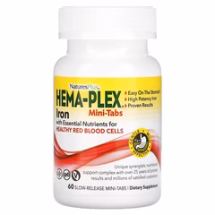 Nature's Plus, Hema-Plex, железо с незаменимыми питательными веществами для здоровых эритроцитов, 60