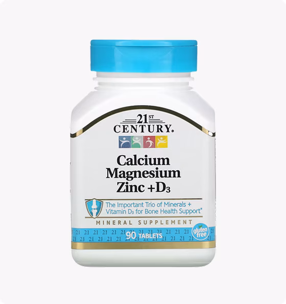 21st Century, Кальций, магний, цинк + D3, 90 таблеток